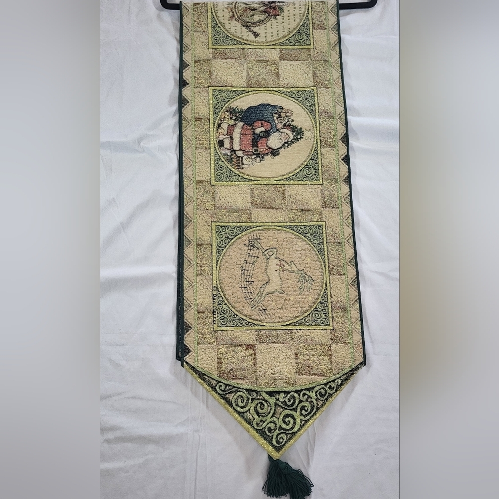 Tapestry Christmas Table Runner With gold Sparkles - Picture 2 of 13